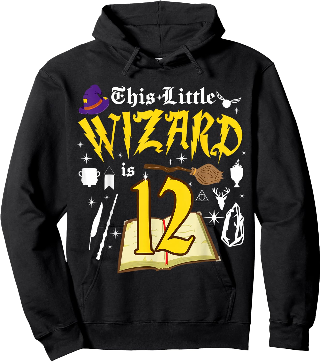 12th Birthday Wizard Magic 12 Year Old Funny B-Day Matching Hoodie - Hoodie | Black