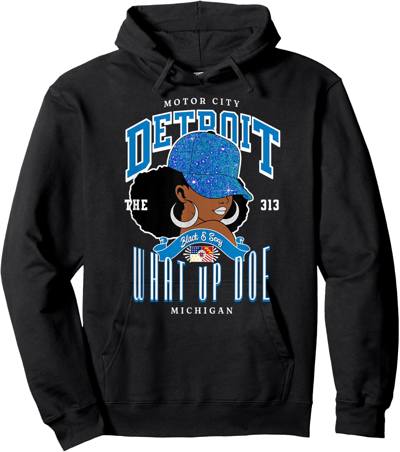 313 Detroit Area Code: What Up Doe Melanated Tribute Hoodie - Hoodie | Black