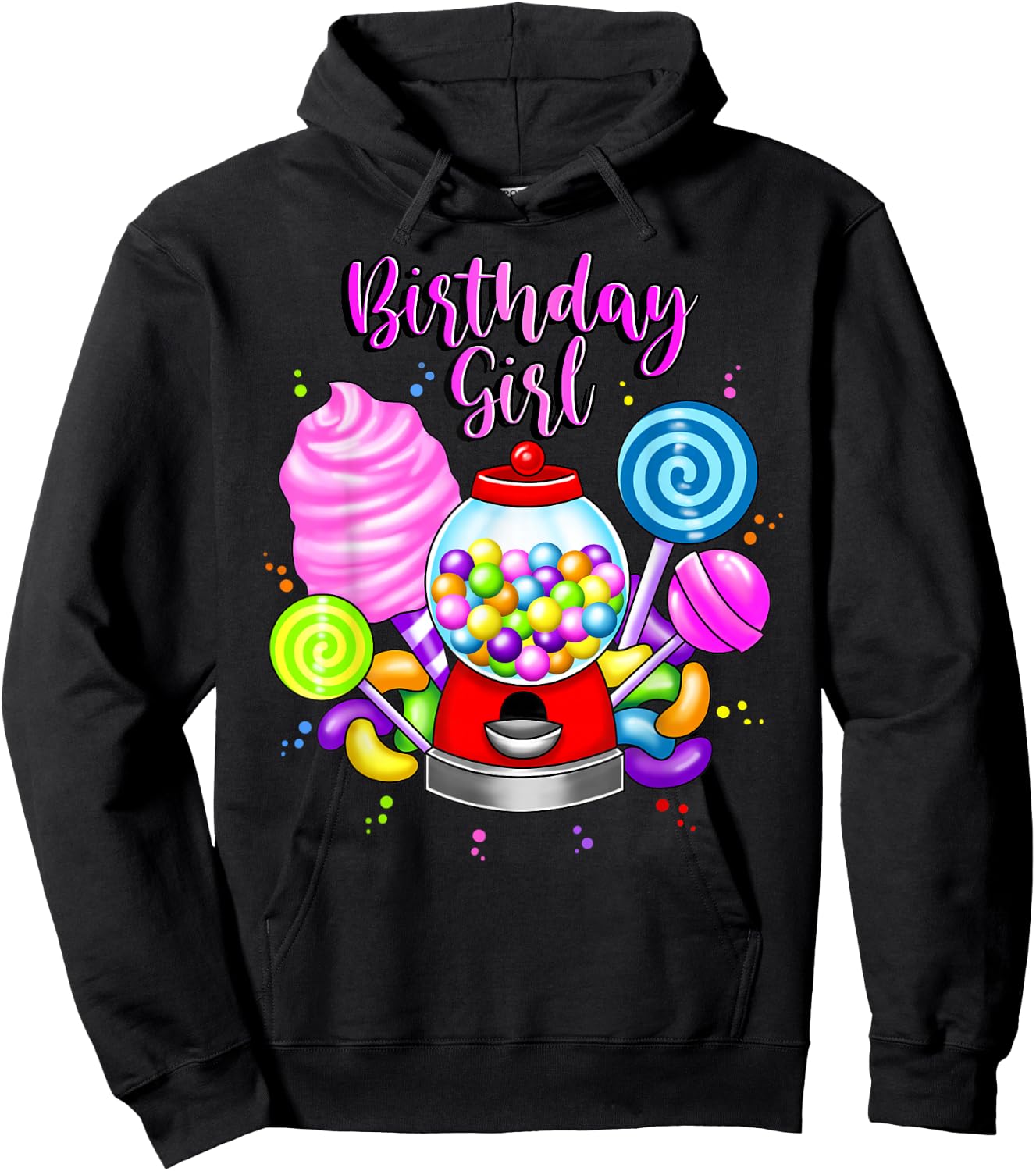 Candy Machine Birthday Girl Sweet Candyland Matching Family Hoodie - Hoodie | Black