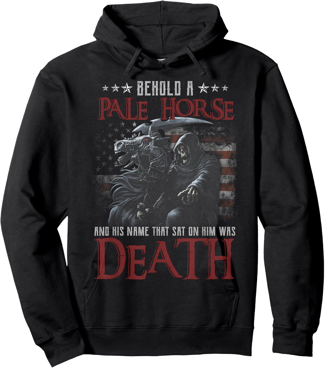 Behold A Pale Horse And His Name That Sat On Him Was Death Hoodie - Hoodie | Black