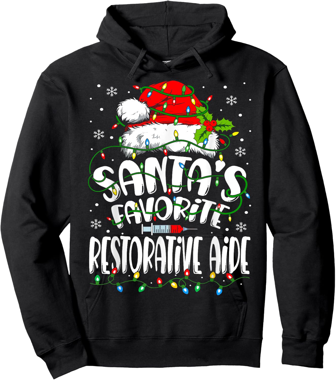 Santa Favorite Restorative Aide Christmas RN Nurse Hoodie - Hoodie | Black