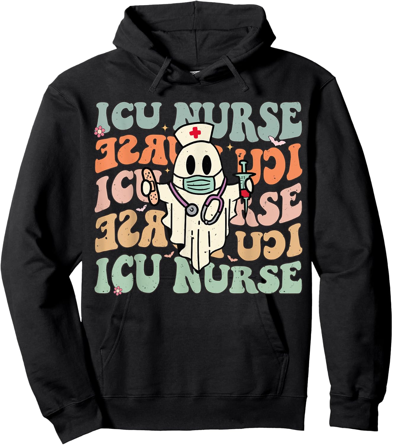 Critical Care Nurse ICU Neonatal Groovy Halloween Nursing Hoodie - Hoodie | Black
