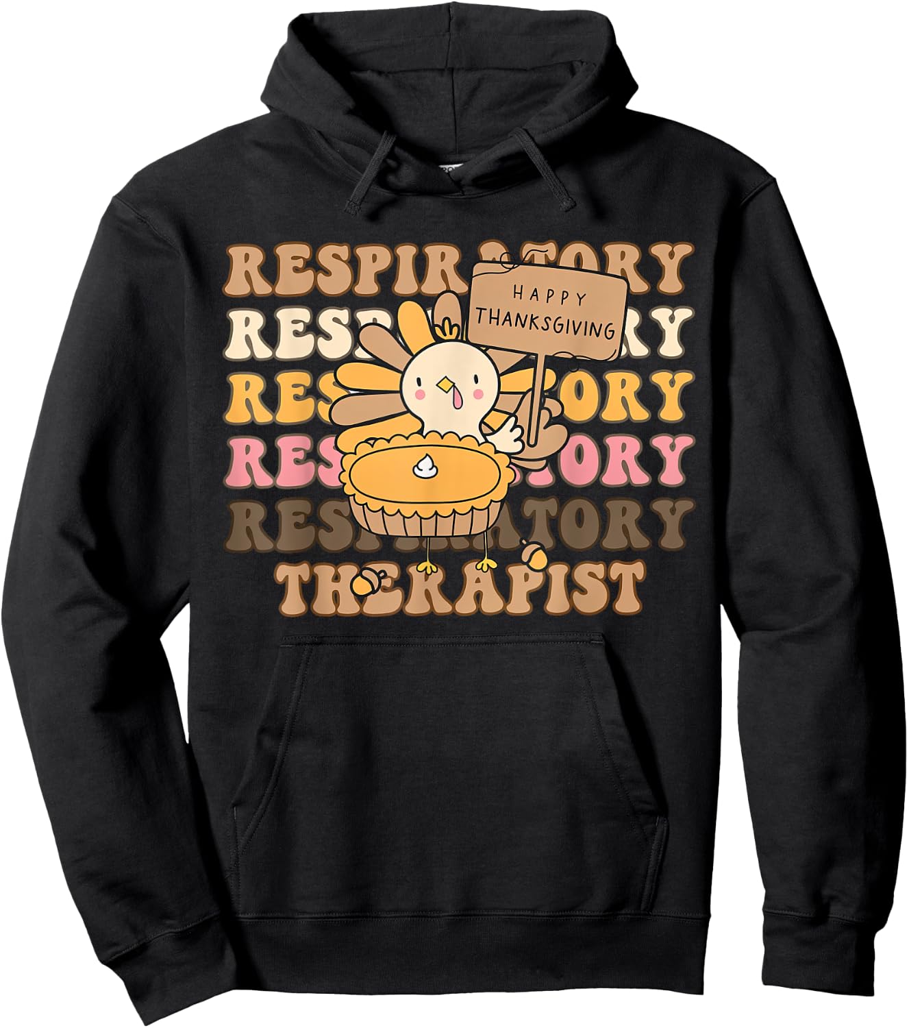 Retro Respiratory Therapist Turkey Fall Thanksgiving RT Hoodie - Hoodie | Black