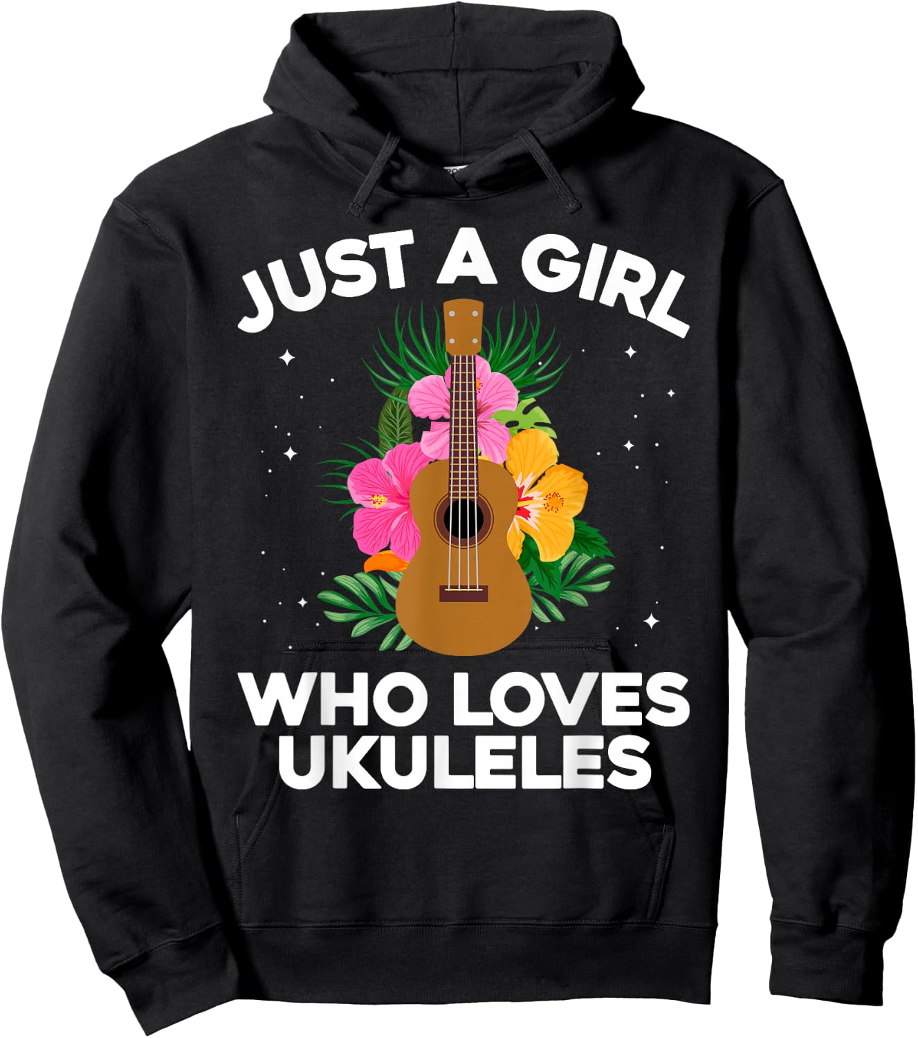 Best Ukulele Girls Hawaiian Guitar Ukulele Player Hoodie - Hoodie | Black