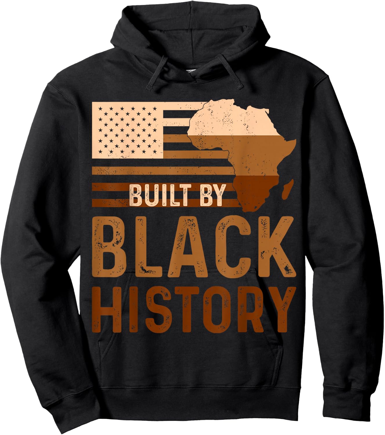 Built By Black History Month Melanin African American Flag Hoodie - Hoodie | Black