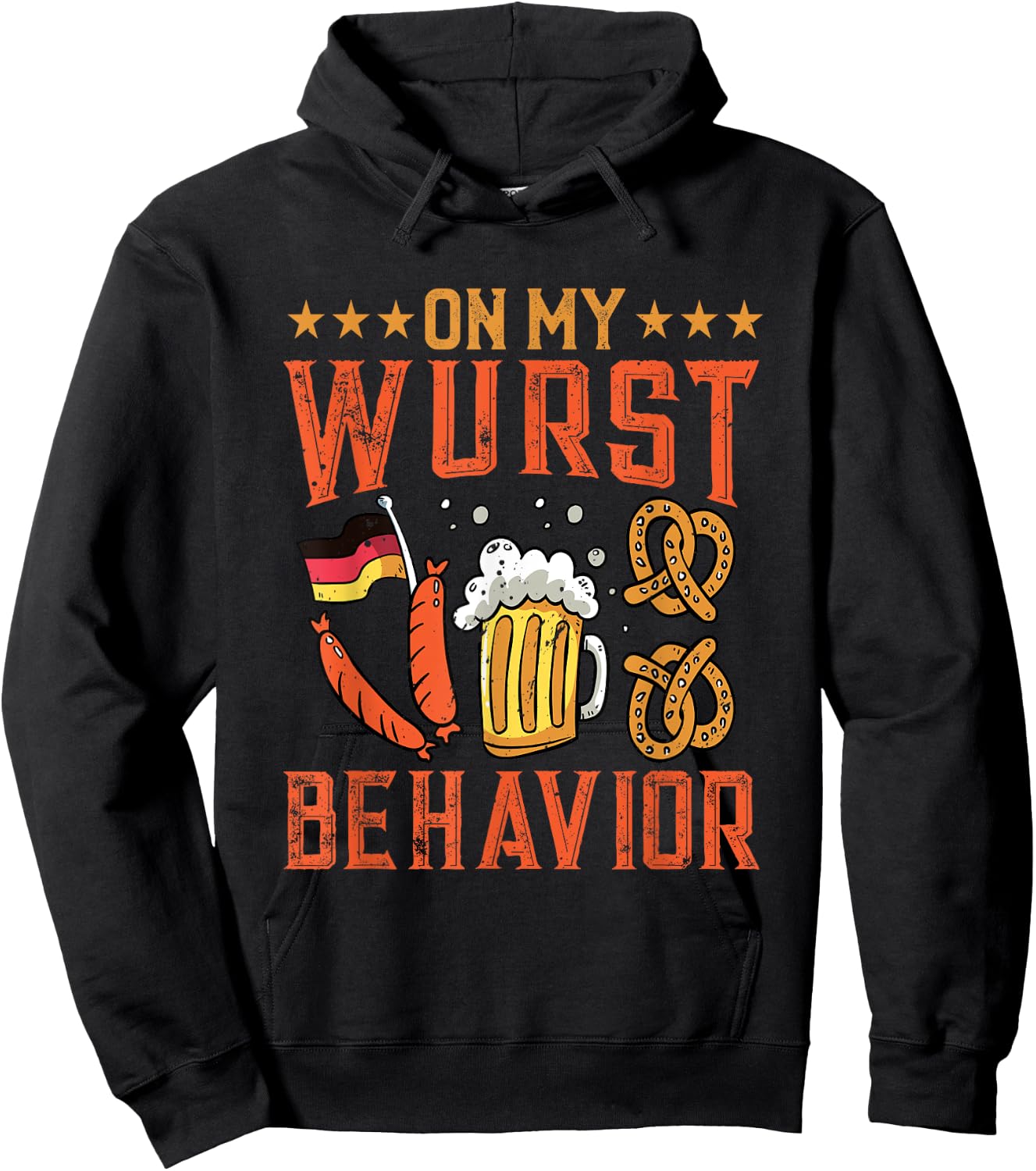 On My Wurst Behavior Funny Bavarian Oktoberfest Men Women Hoodie - Hoodie | Black
