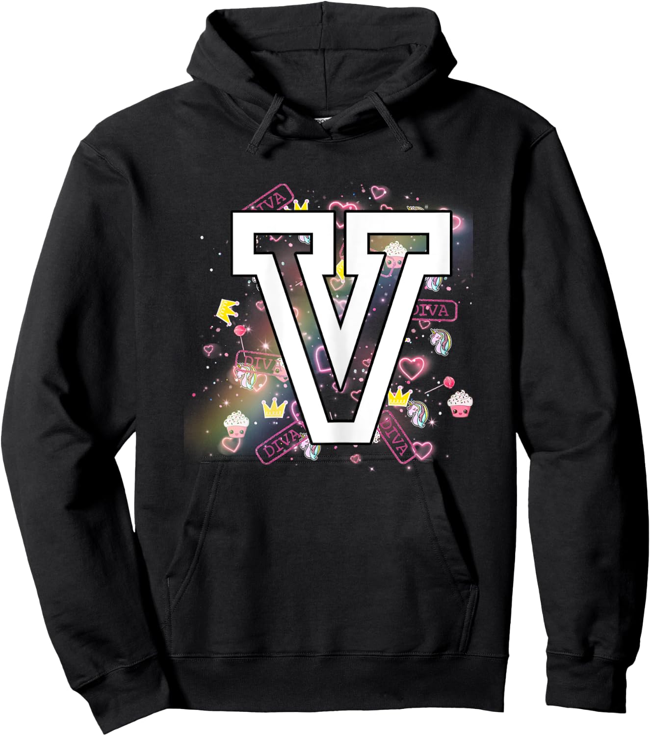 Kids Letter V Clothing For a Girl Who's Name Starts With V Hoodie - Hoodie | Black