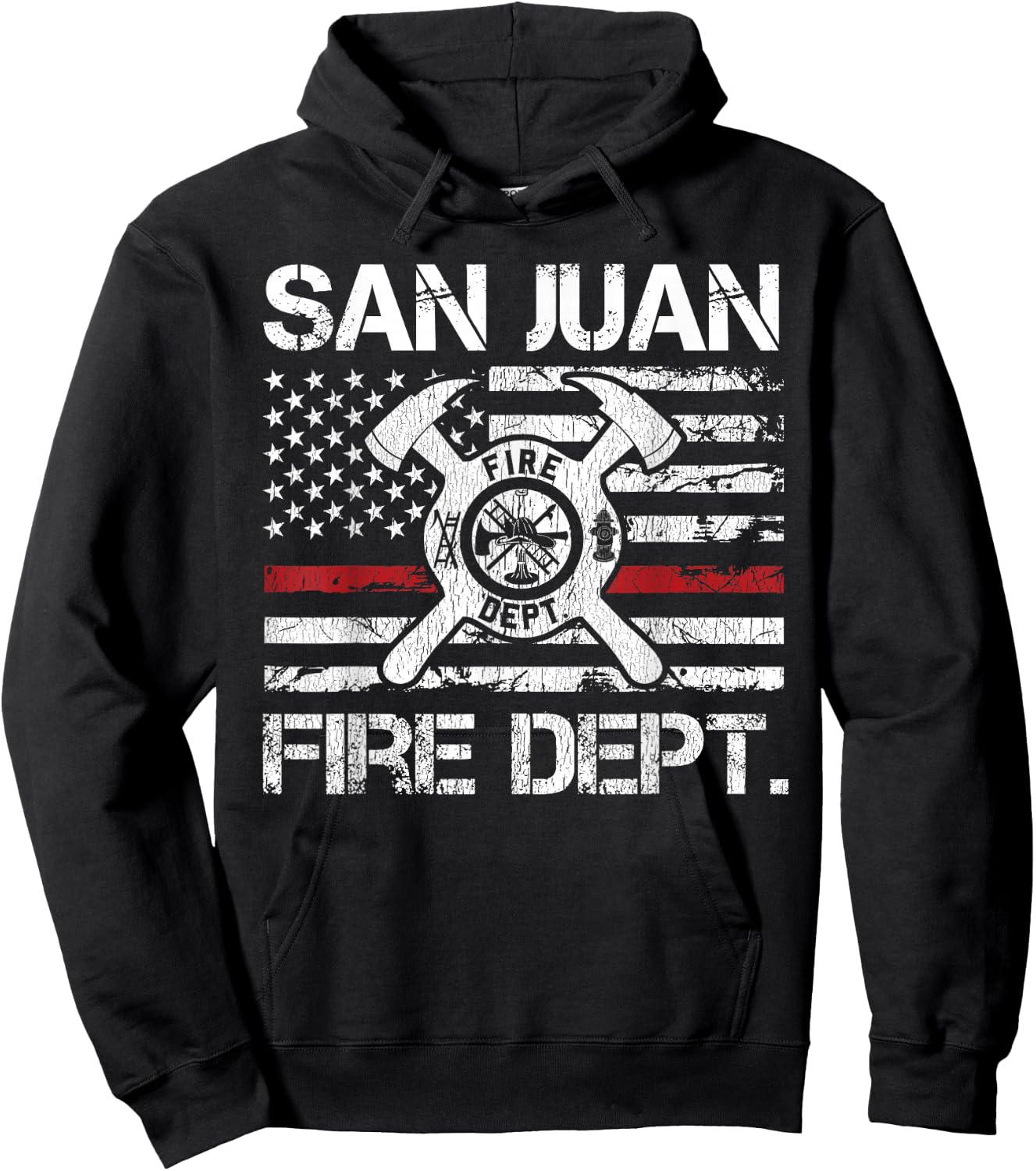 San Juan Puerto Rico Fire Department Thin Red Line Fireman Hoodie - Hoodie | Black