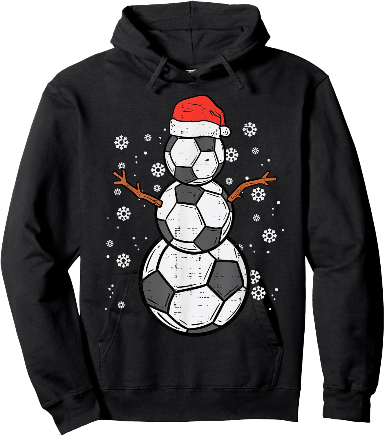Soccer Snowman Xmas Christmas Sports Boys Girls Men Women Hoodie - Hoodie | Black