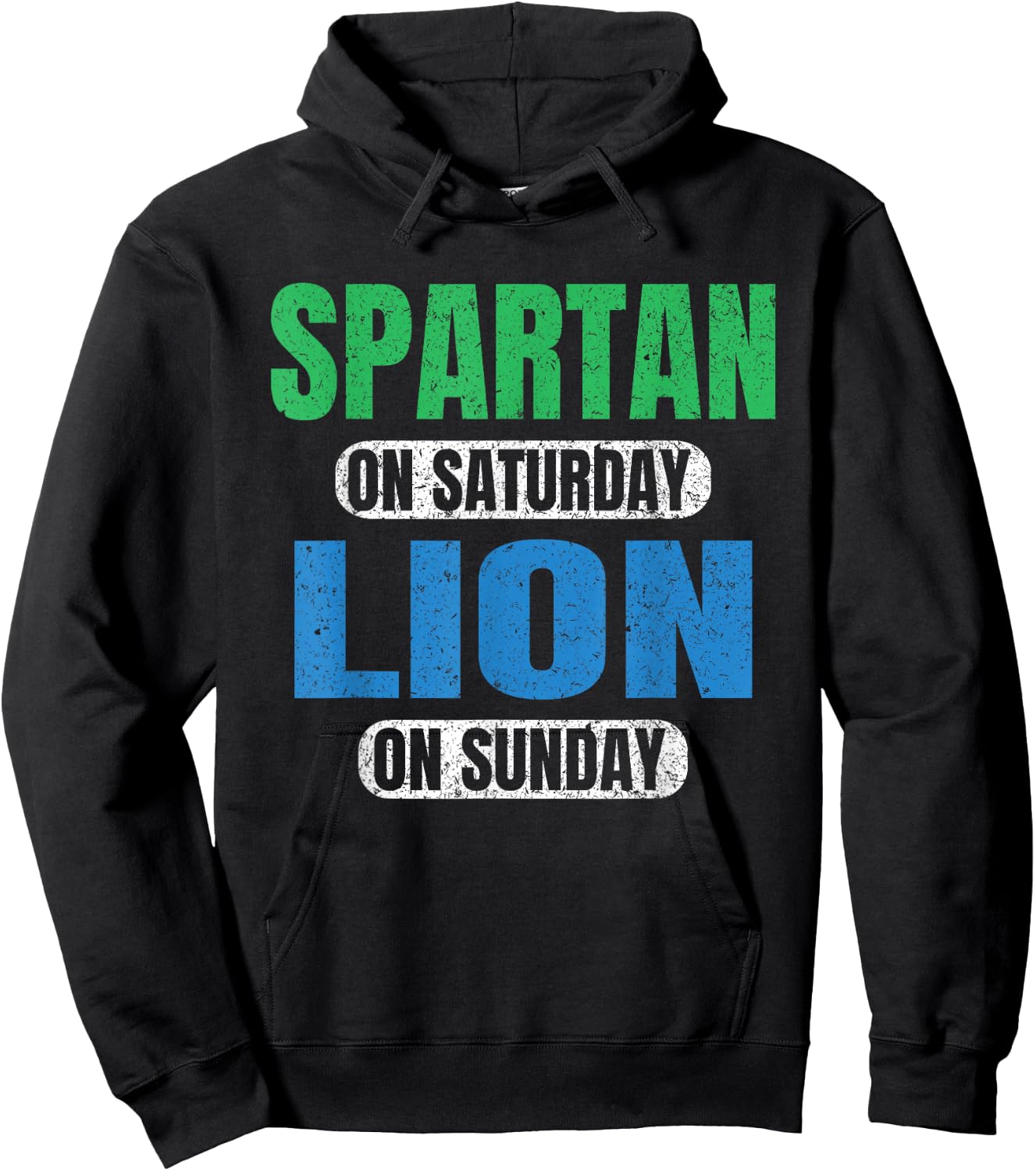 Spartan on Saturday Lion on Sunday Motivation Funny Vintage Hoodie - Hoodie | Black