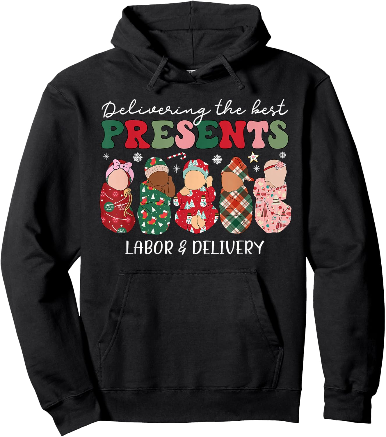 Delivering The Best Presents Labor Delivery Nurse Christmas Hoodie - Hoodie | Black
