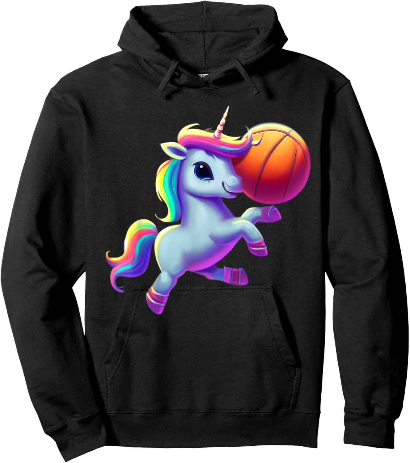 Unicorn Playing Basketball Cool Funny Unicorns Basketball Hoodie - Hoodie | Black