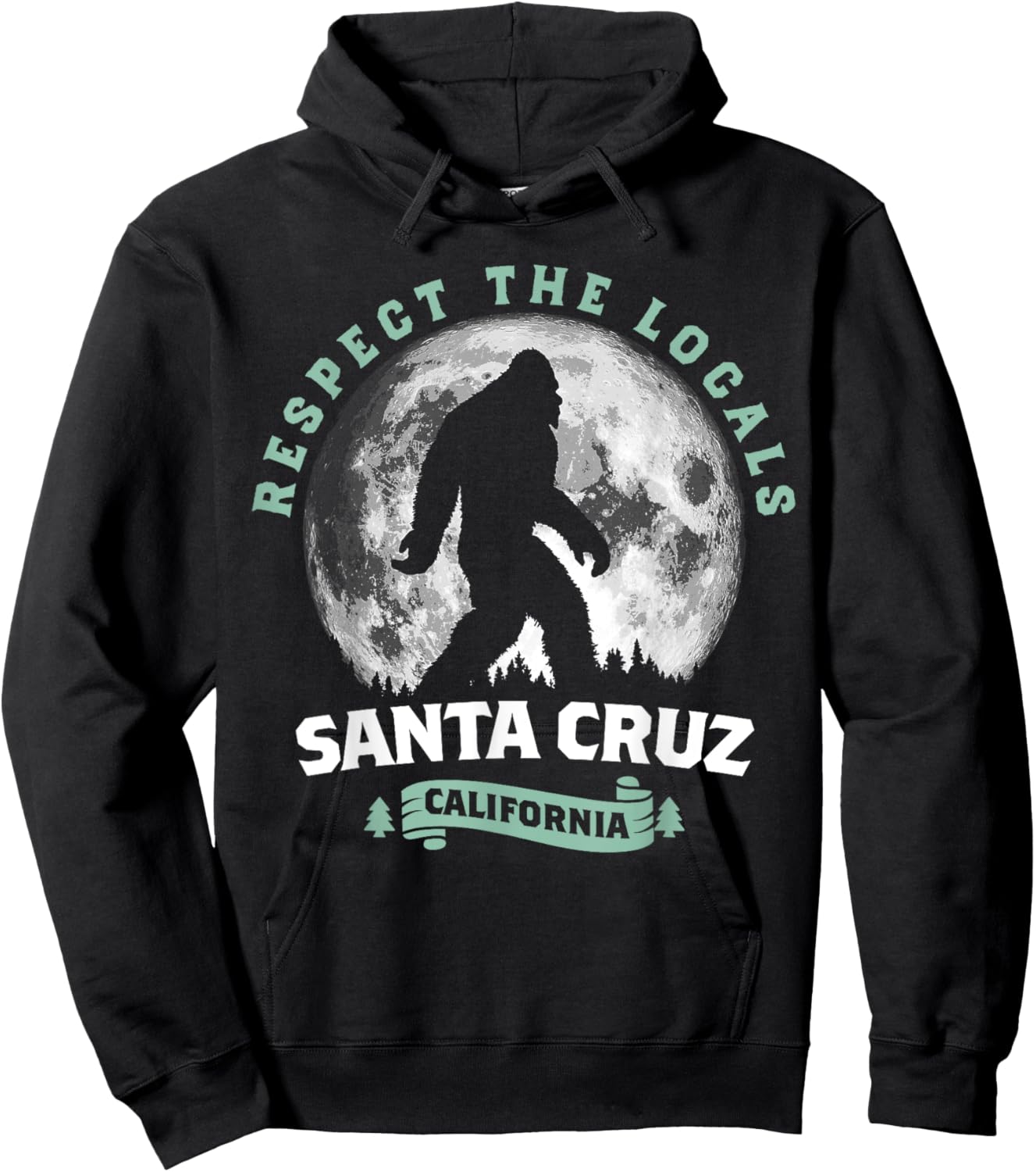 Santa Cruz California Bigfoot Night Walk Retro Hoodie - Hoodie | Black
