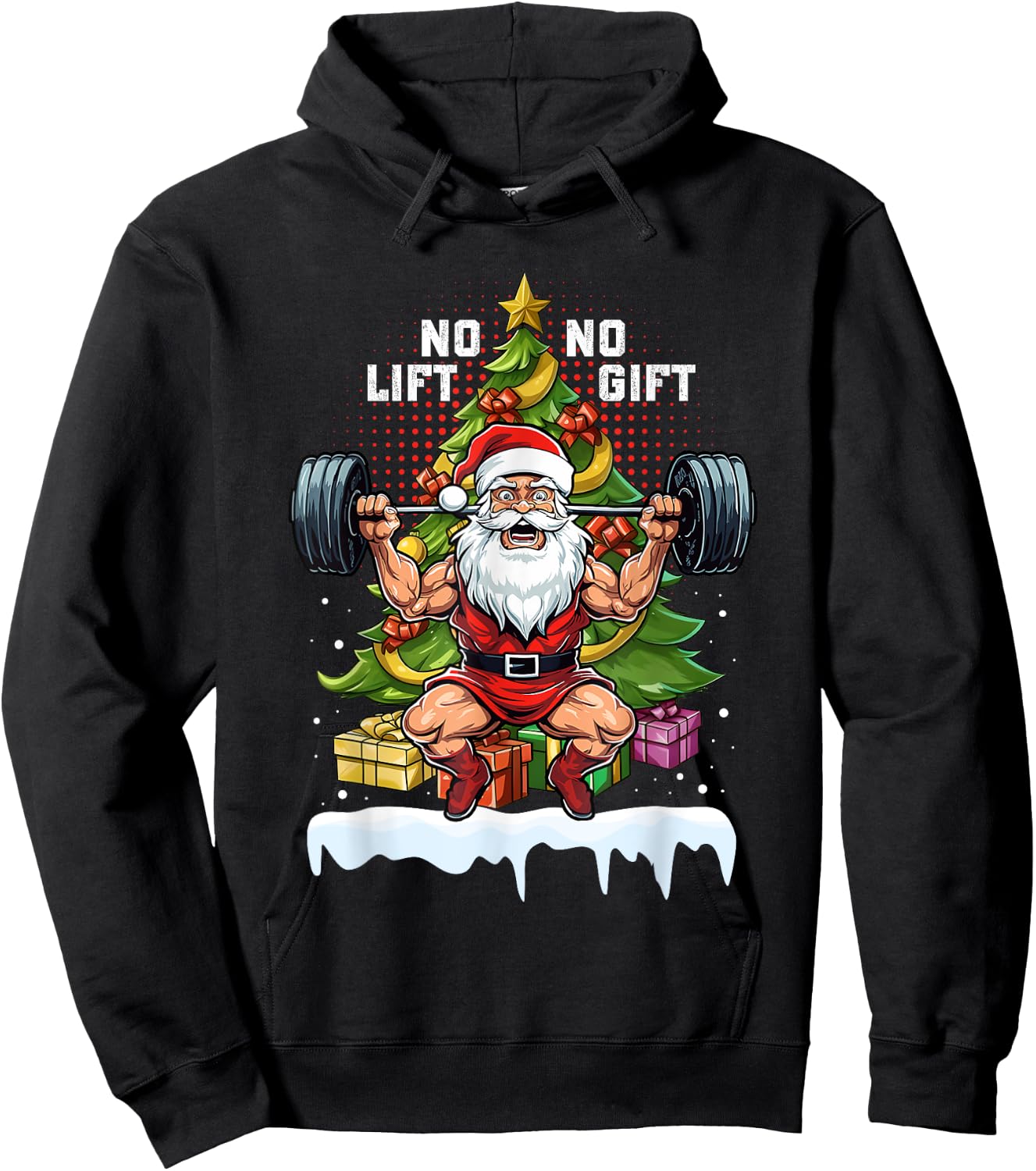 No Lift No Gift Santa Claus Christmas Gym Bodybuilding Funny Hoodie - Hoodie | Black