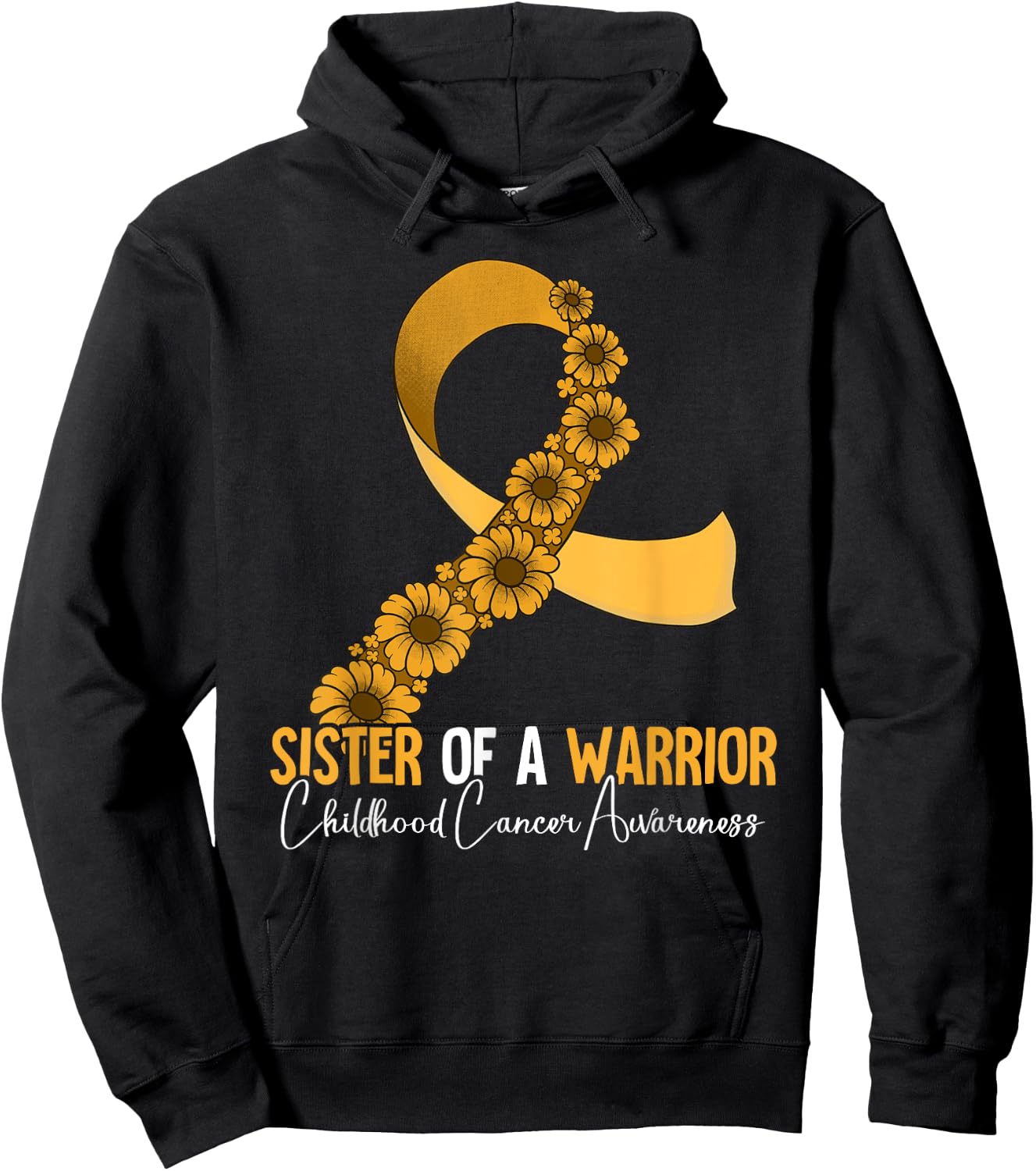 Sister Of A Warrior Childhood Cancer Awareness Hoodie - Hoodie | Black