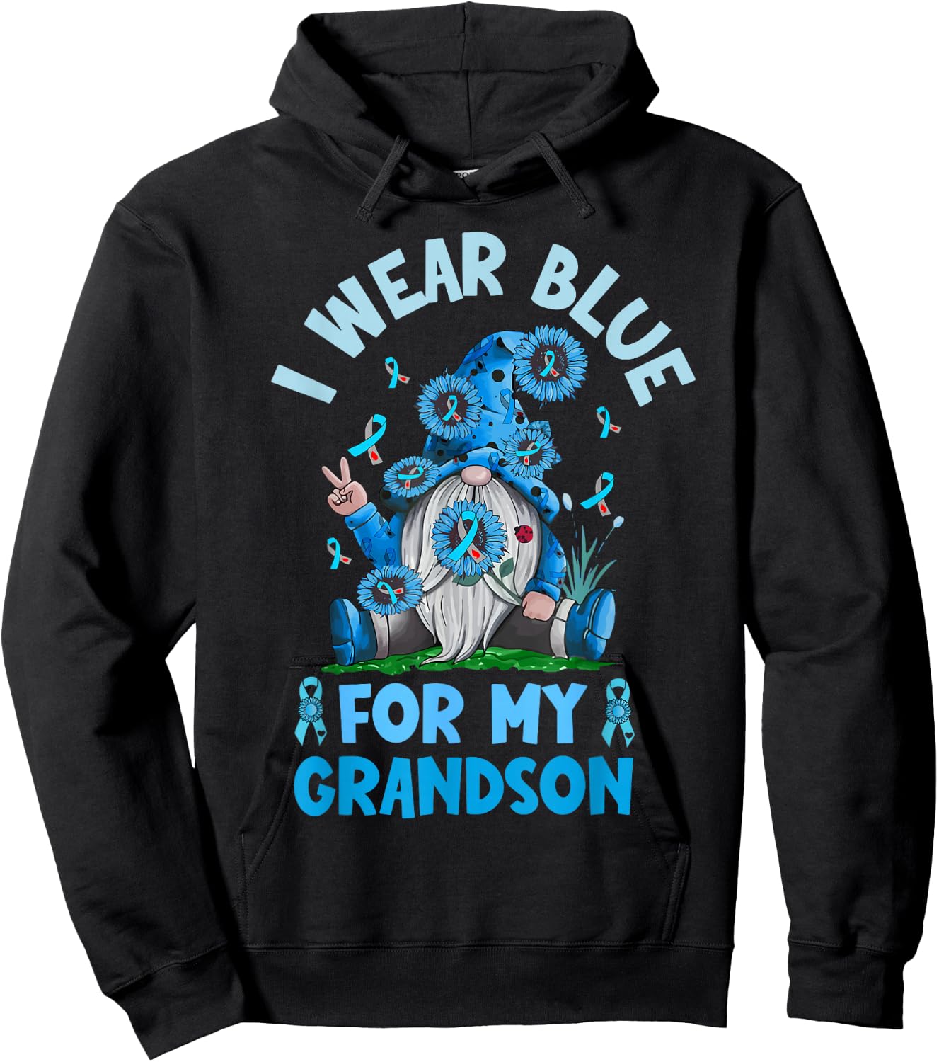 I Wear Blue For My Grandson Type 1 T1D Diabetes Awareness Hoodie - Hoodie | Black