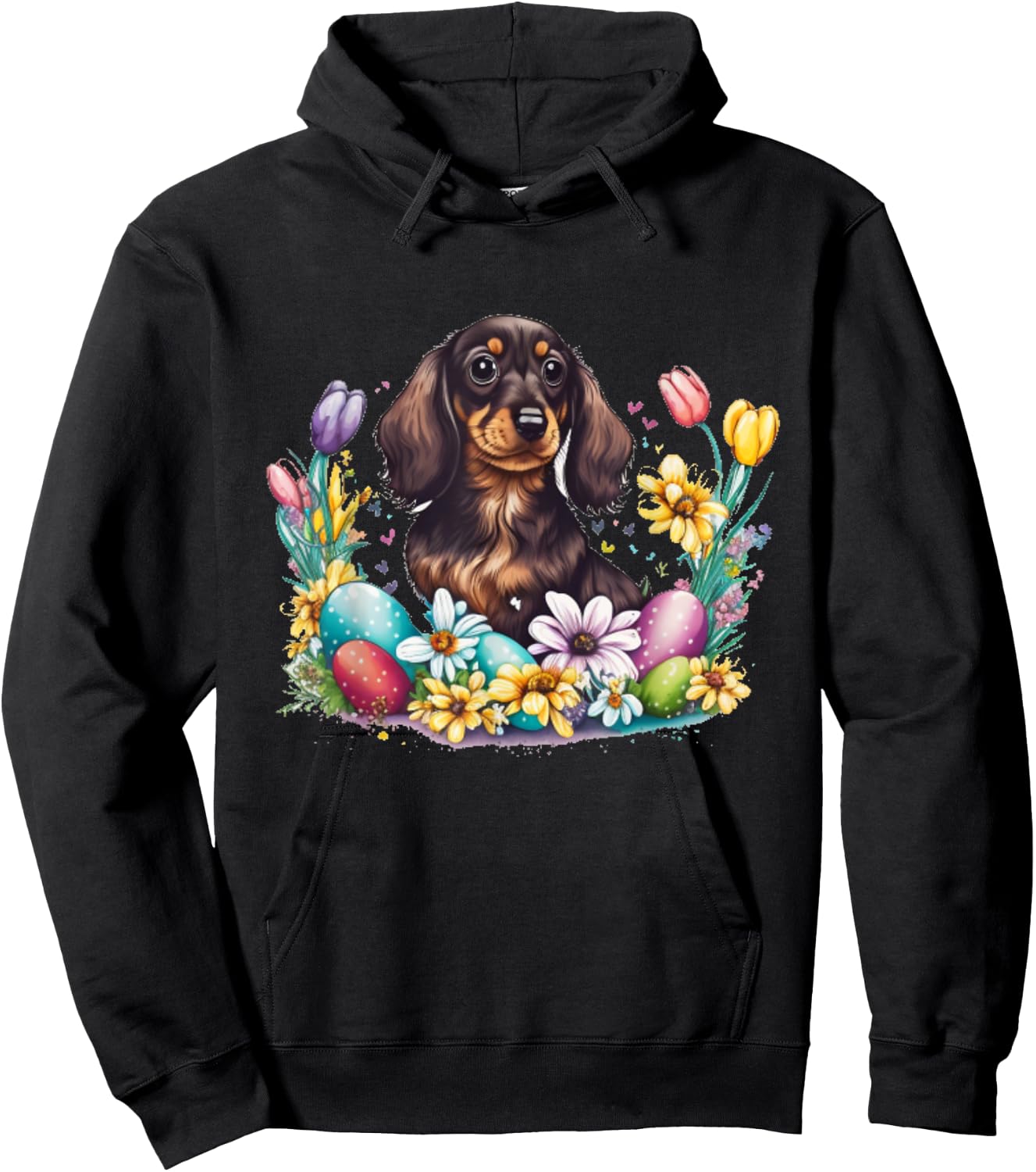 Cute Dachshund Easter Day Wiener Weiner Easter Egg Hoodie - Hoodie | Black
