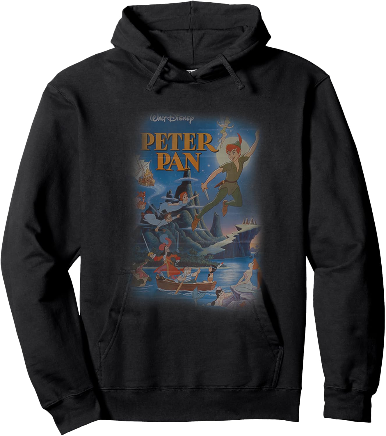 Disney Peter Pan Main Characters Never Land Vintage Poster Hoodie - Hoodie | Black