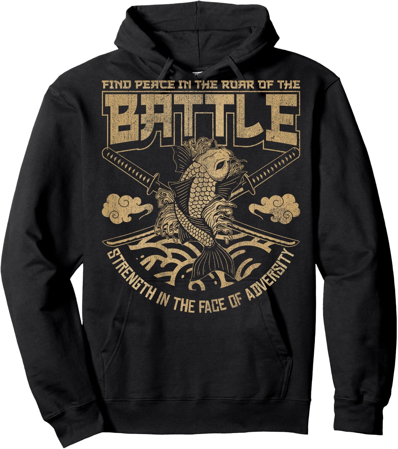 Japanese Koi fish and Samurai sword, Japanese (ART BACK) Hoodie - Hoodie | Black