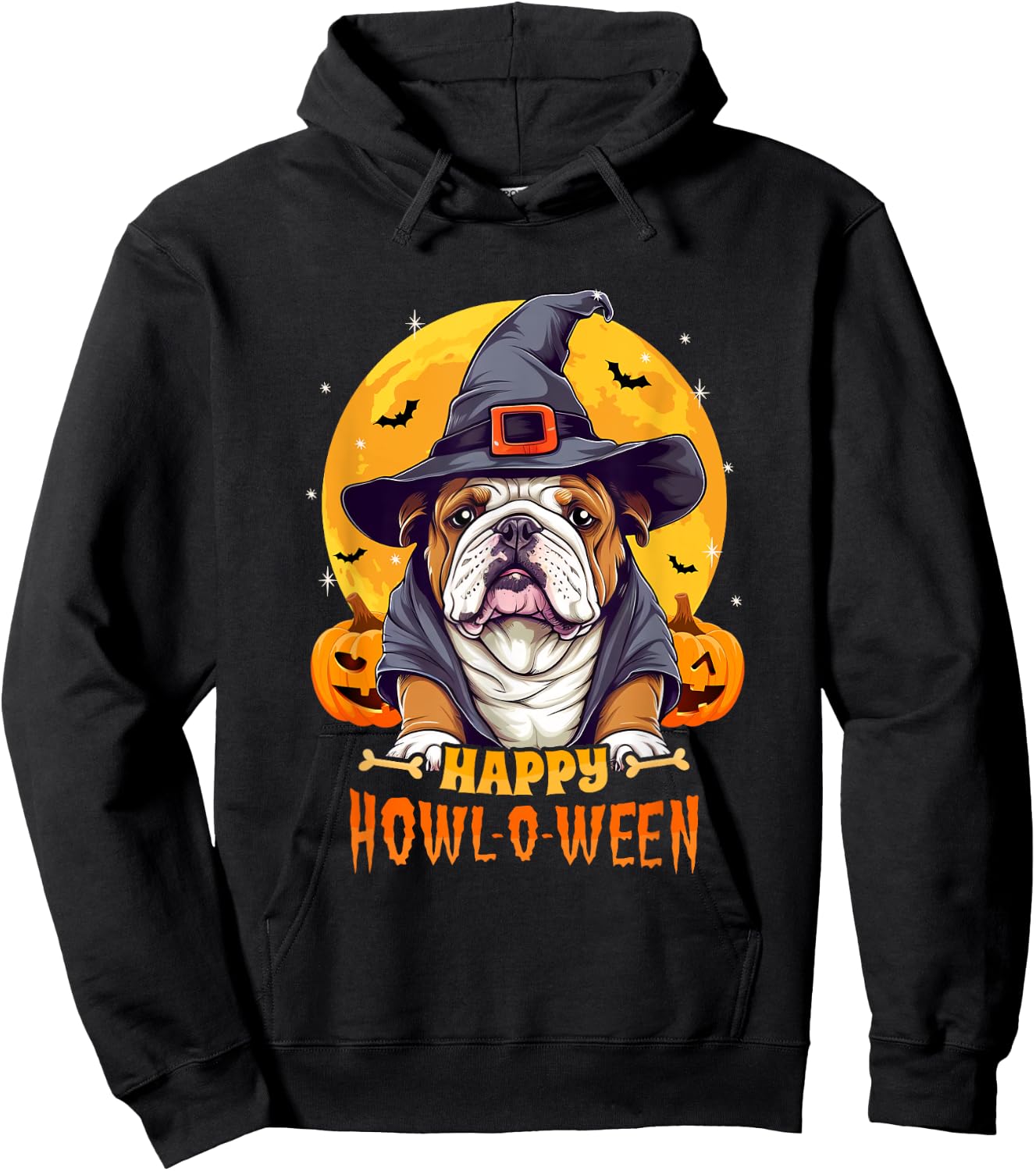 English Bulldog Halloween Dog Howl O Ween Funny Pet Hoodie - Hoodie | Black