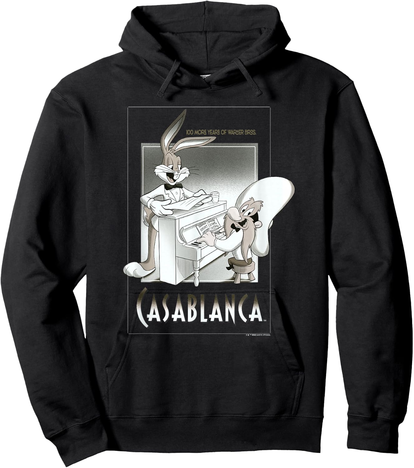 WB 100 Looney Tunes Classic Casablanca Vintage Movie Poster Hoodie - Hoodie | Black