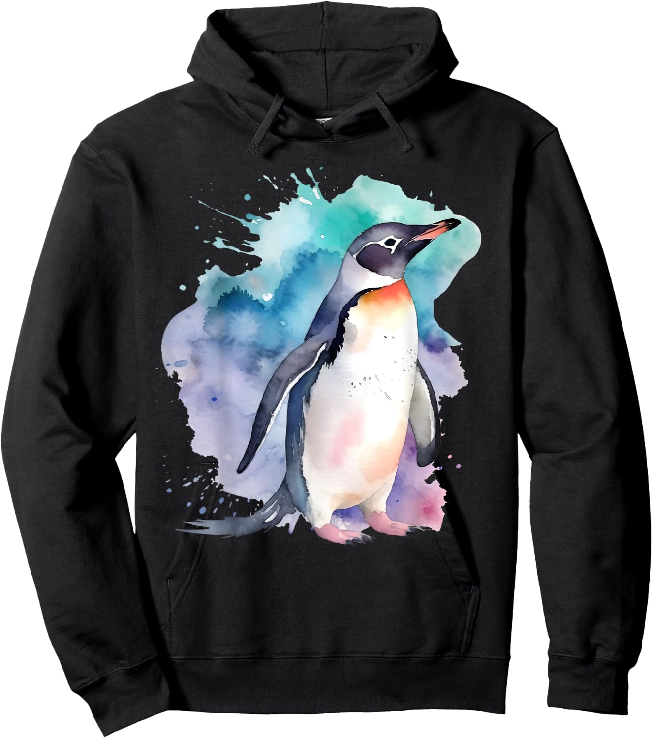 Penguin Watercolor Hoodie - Hoodie | Black