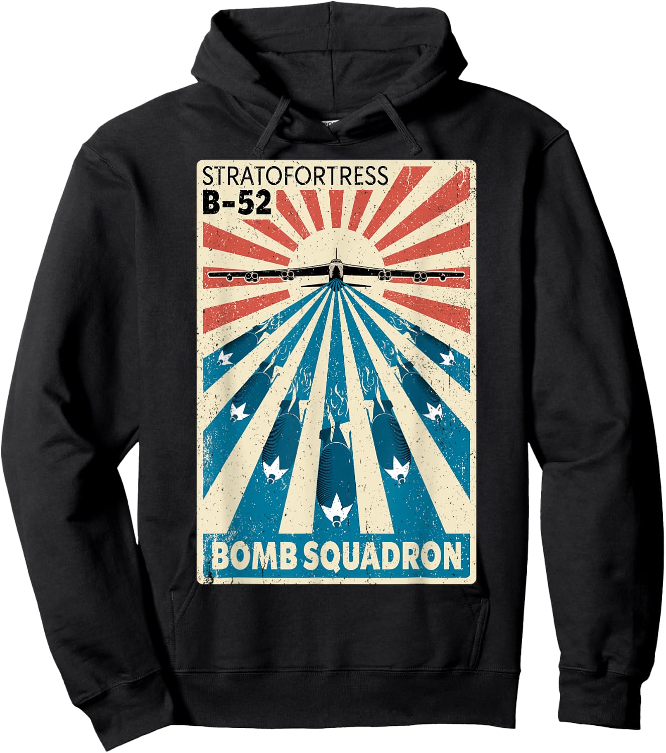 B-52 Stratofortress Bomber Vintage Bomb Squadron Poster Hoodie - Hoodie | Black