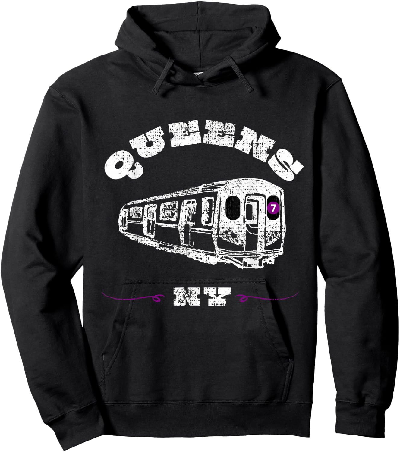 Queens New York 7 Train | New York City Borough | NYC Subway Hoodie - Hoodie | Black