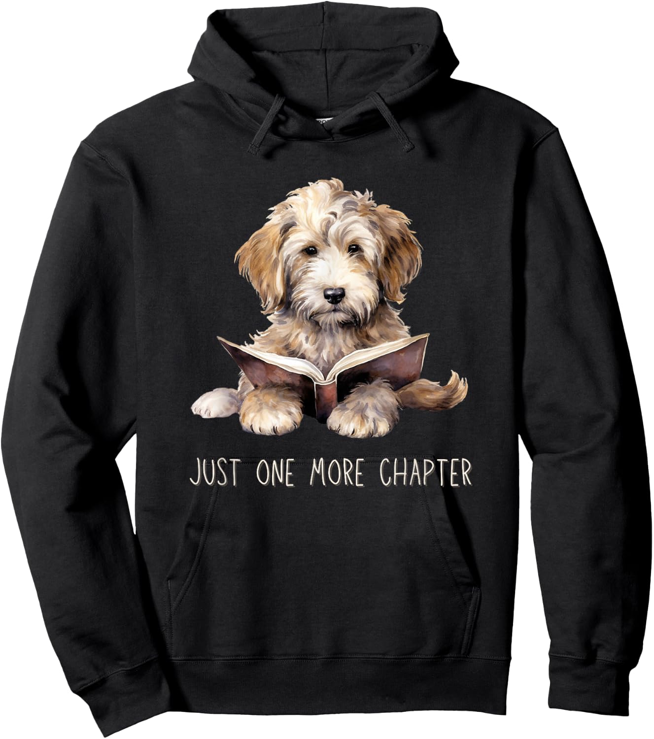 Just One More Chapter Reading Books Puppy Dogs Hoodie - Hoodie | Black