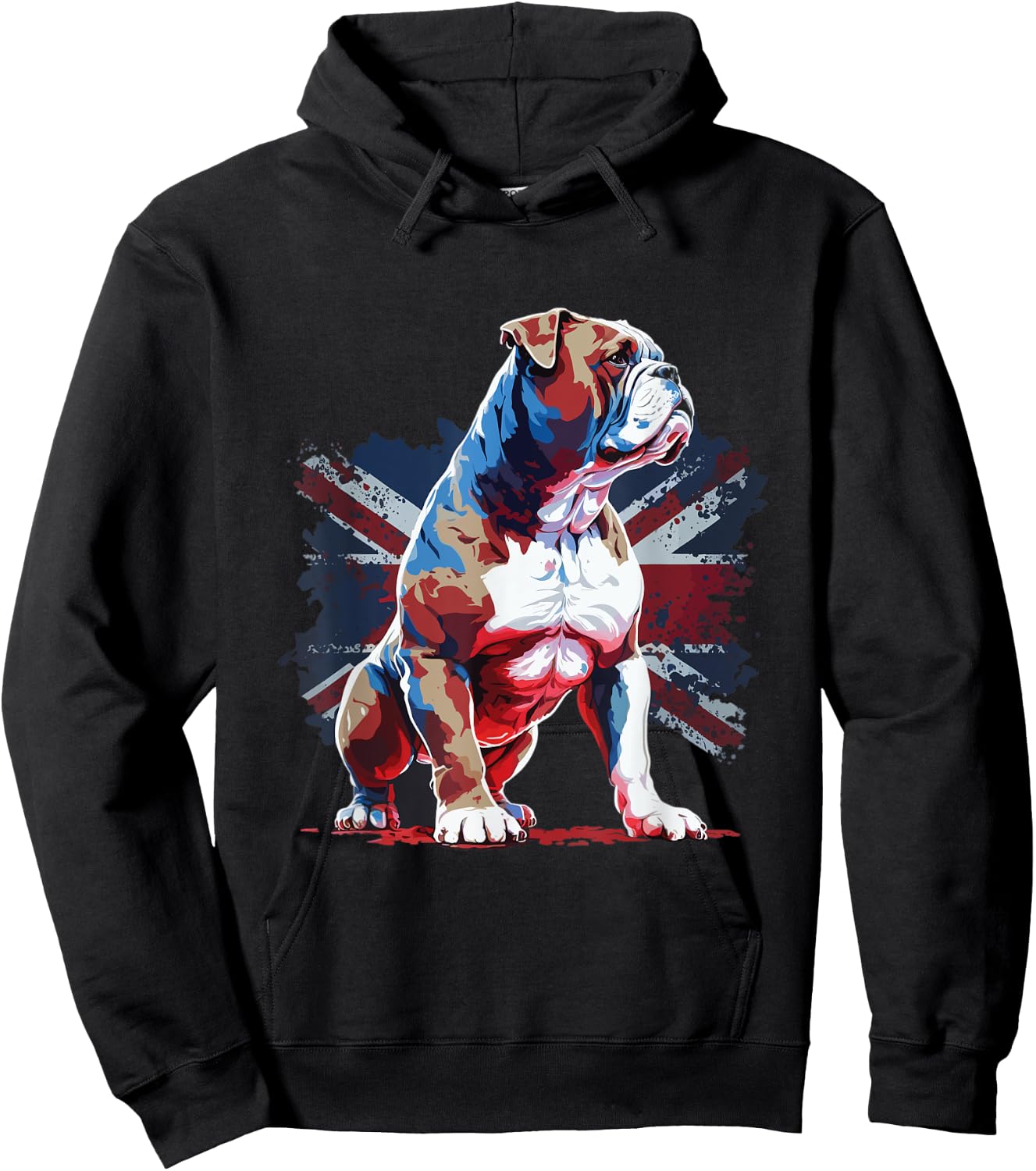 British Bulldog with union jack flag Hoodie - Hoodie | Black