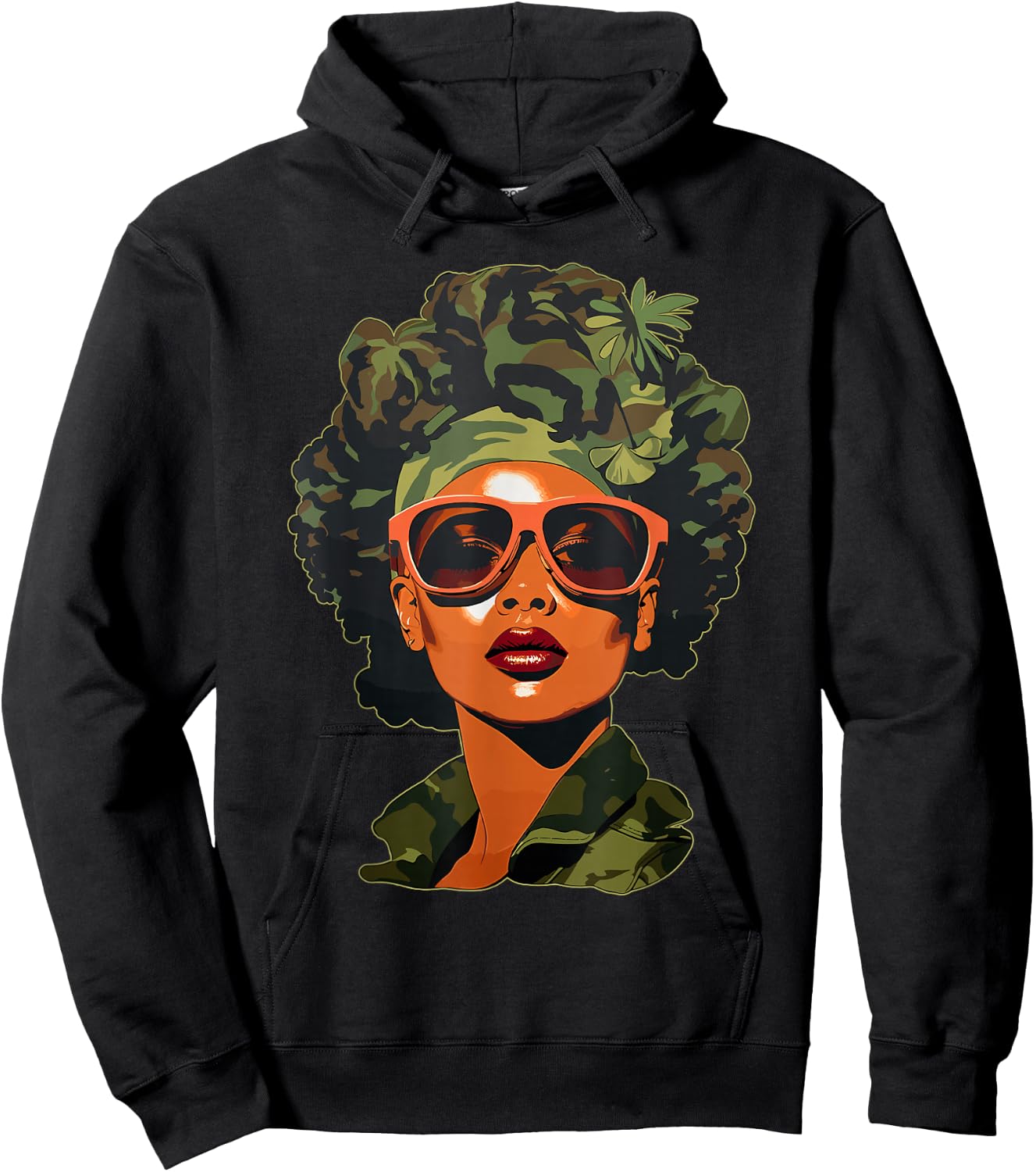 Strong Black Woman, African American, Camouflage, Black Girl Hoodie - Hoodie | Black