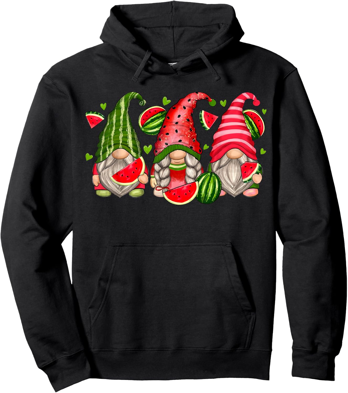 Cute Tropical Watermelon Gnomes Gnomies Summer Vacation Kids Hoodie - Hoodie | Black