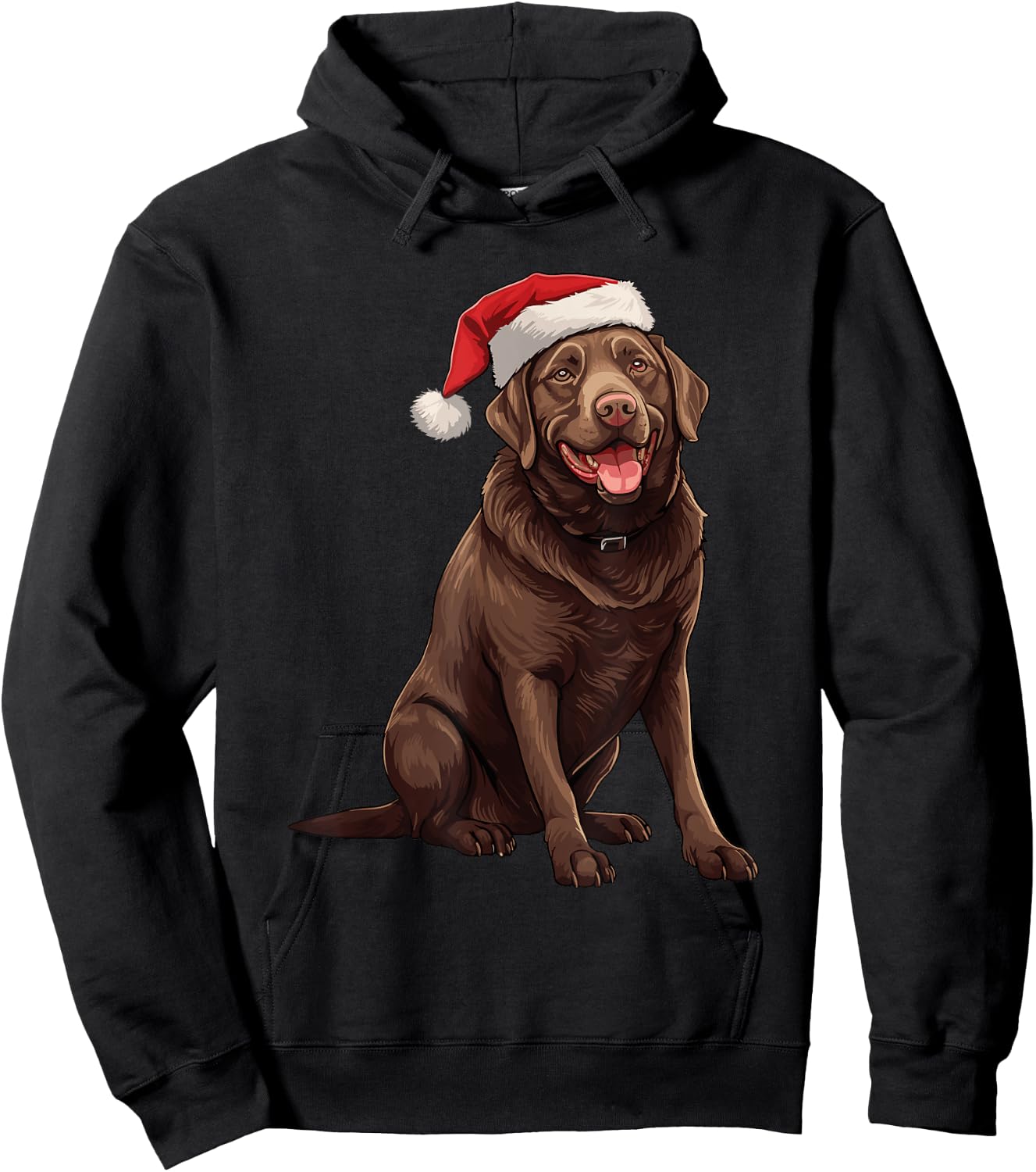 Chocolate Labrador Dog Christmas Santa Hat Xmas Pajama Men Women Kids Hoodie - Hoodie | Black