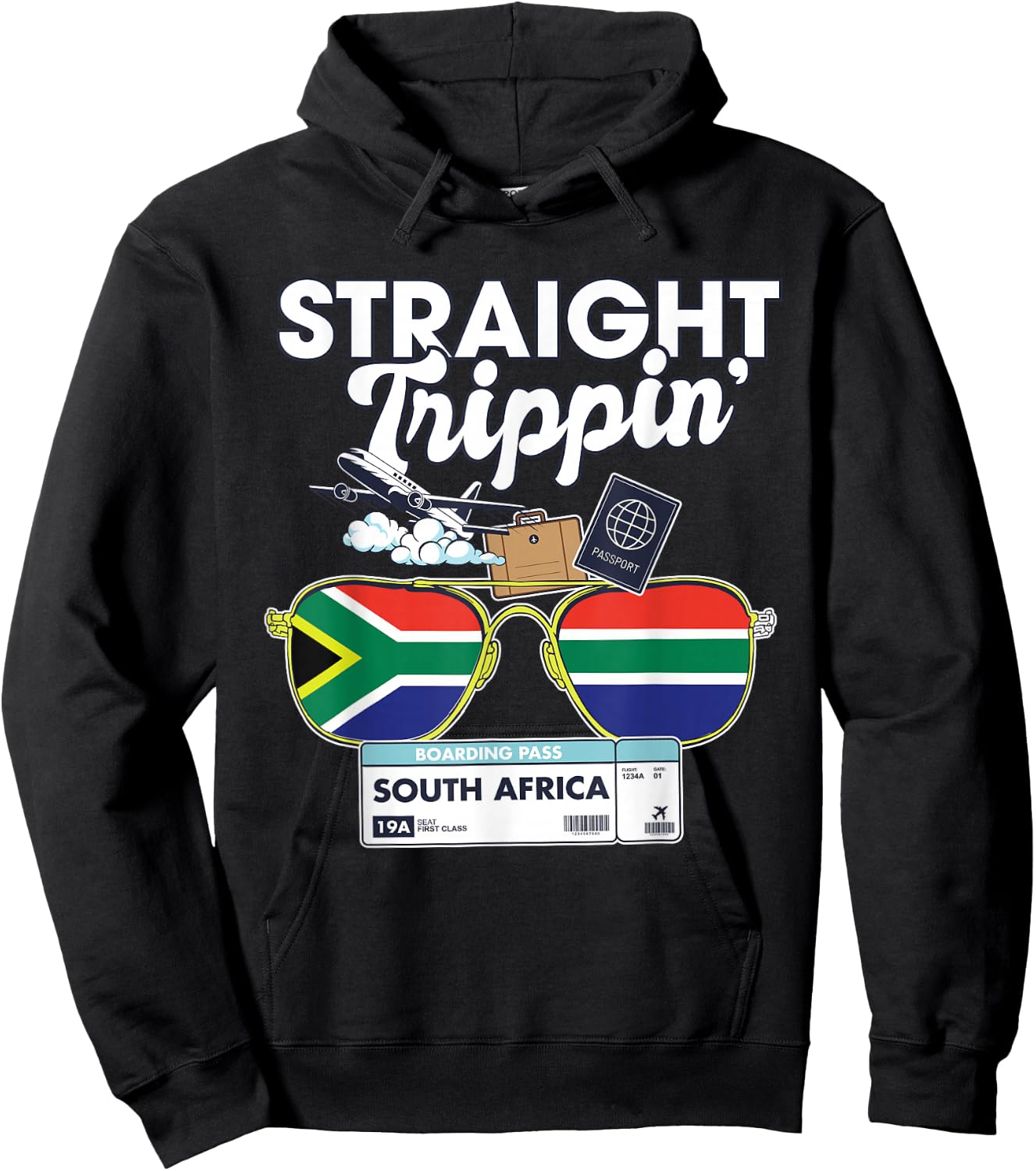 Straight Trippin' South Africa Vacation Tour Travel Trip Hoodie - Hoodie | Black