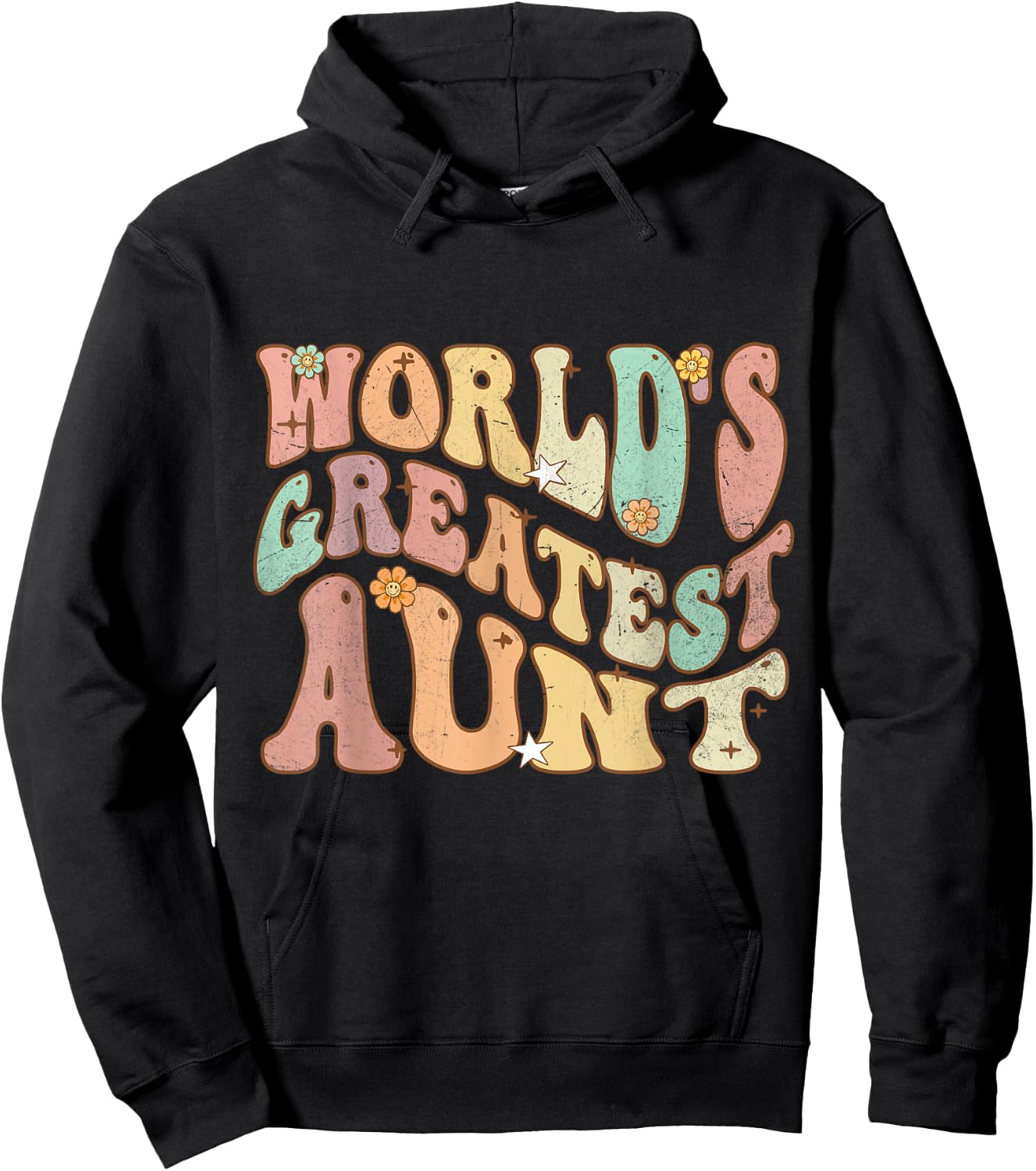 Groovy Retro Vintage World's Greatest Aunt Matching Family Hoodie - Hoodie | Black