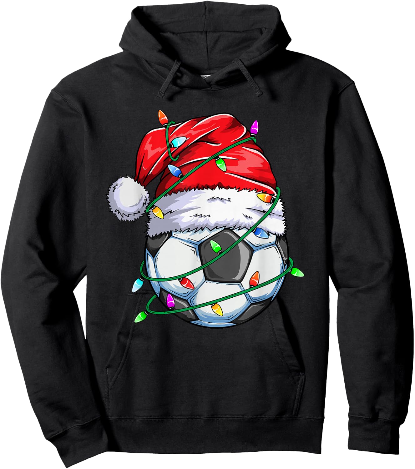 Santa Soccer Ball Sports Design- Christmas Soccer Player Hoodie - Hoodie | Black