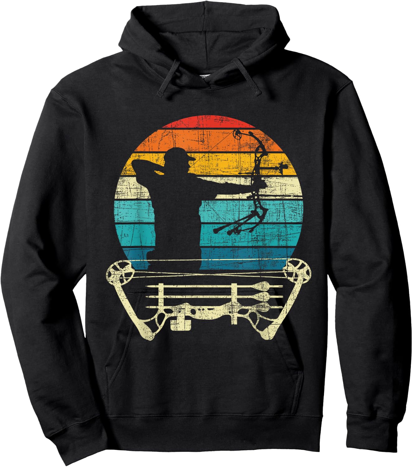 Retro Vintage Archery Girl - Bow Arrow Archer Bowhunting Hoodie - Hoodie | Black