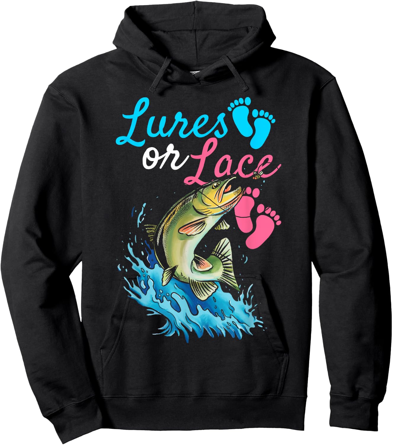 Lures or Lace Quote for Fishing lovers Hoodie - Hoodie | Black