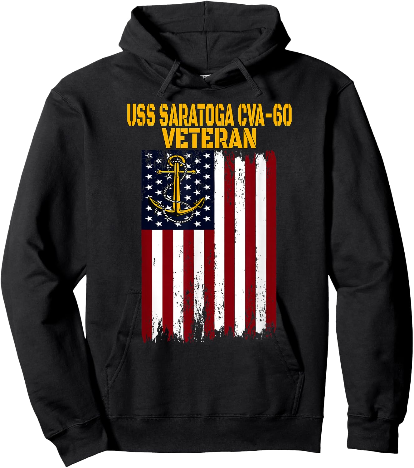 Sailor Veterans Apparel for Sons Fathers Grandpas USS Saratoga CVA-60 CV-60 Aircraft Carrier Veteran's Day Hoodie - Hoodie | Black