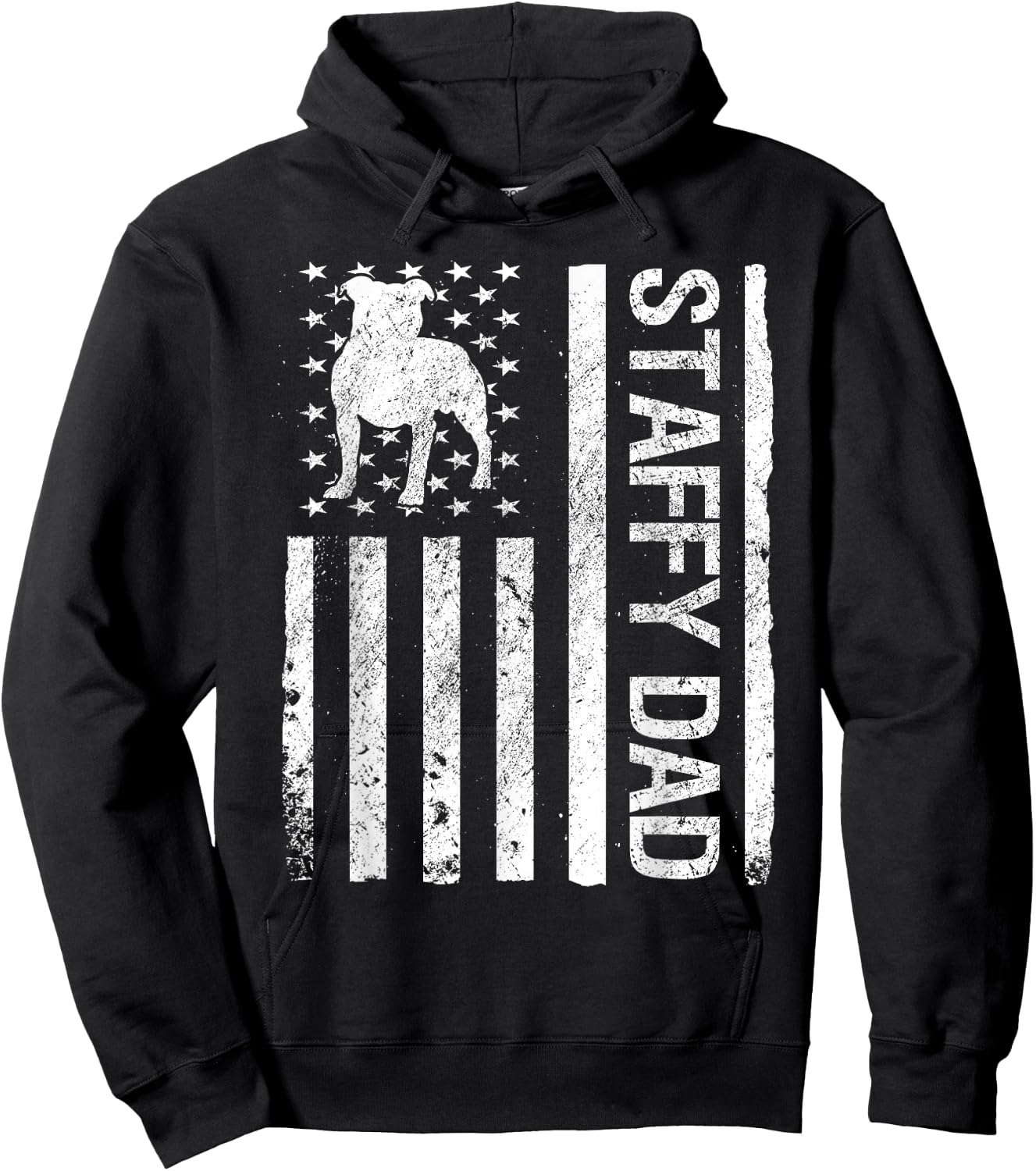 Staffy Dad USA Flag Pet Staffordshire Bull Terrier Dog Dad Hoodie - Hoodie | Black