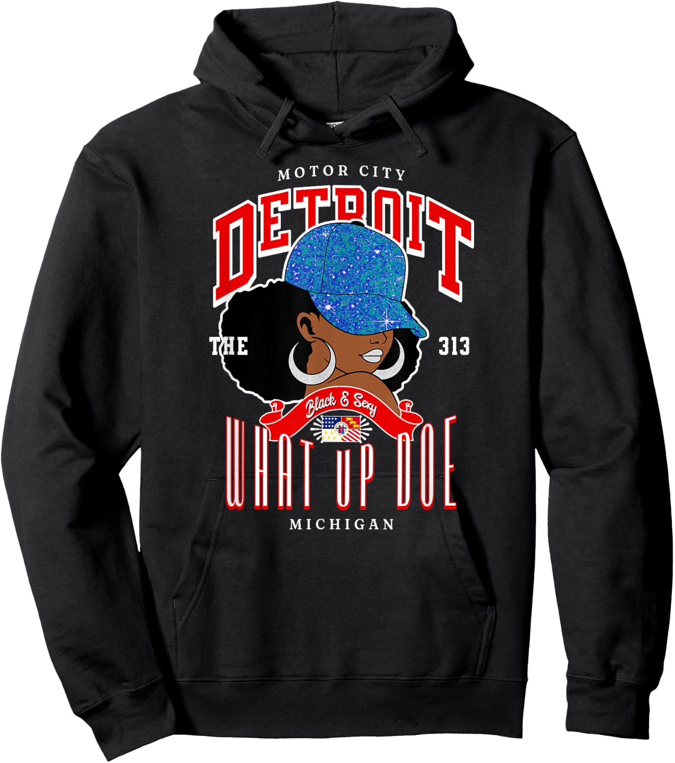 Afro Chic Detroit Roots Women of 313 Hoodie - Hoodie | Black