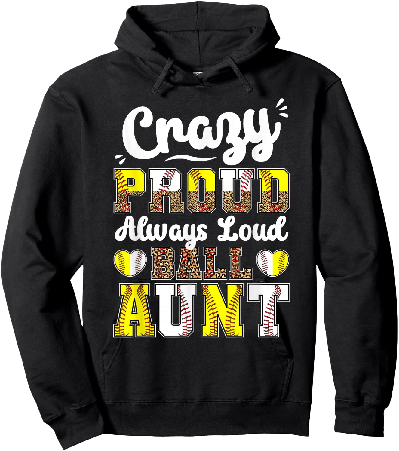 Loud Ball Auntie Softball Baseball Aunt Hoodie - Hoodie | Black
