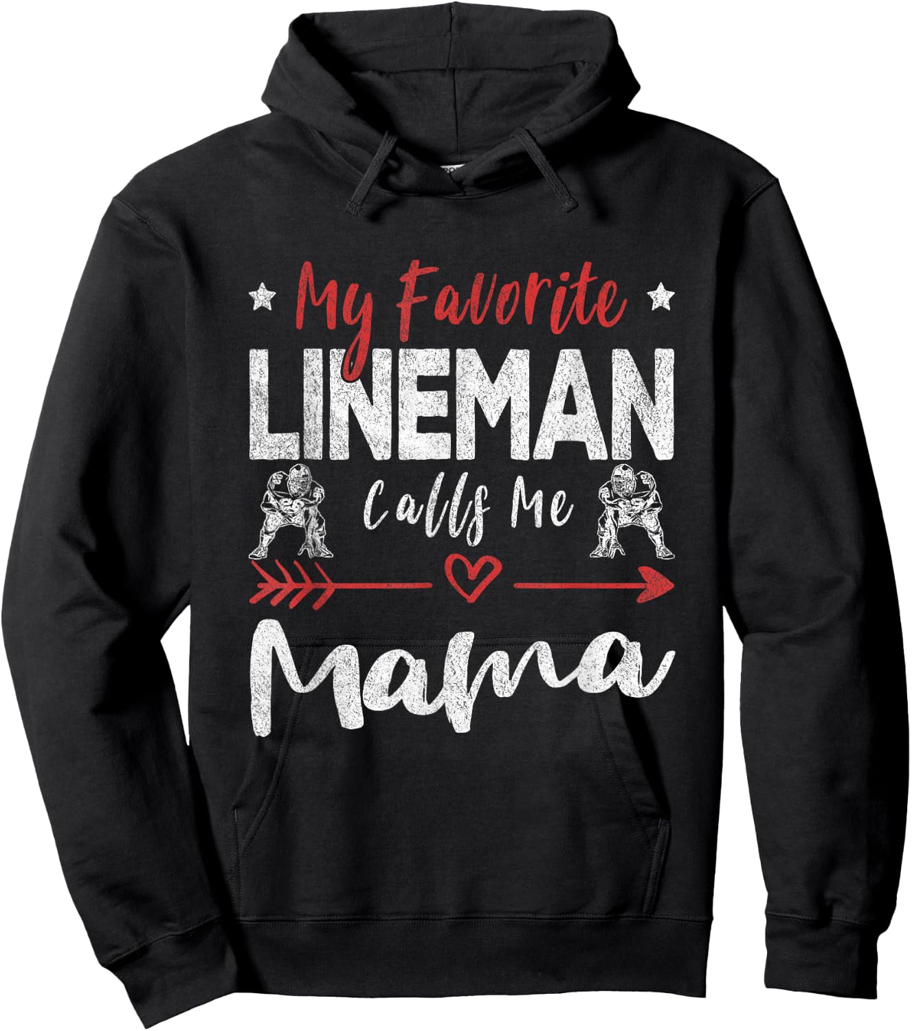 My Favorite Lineman Calls Me Mama Football Player Mom Hoodie - Hoodie | Black