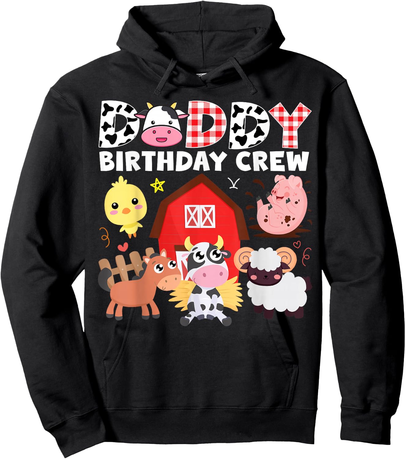 Cow Daddy Birthday Crew Farm Theme Animals Birthday Party Hoodie - Hoodie | Black