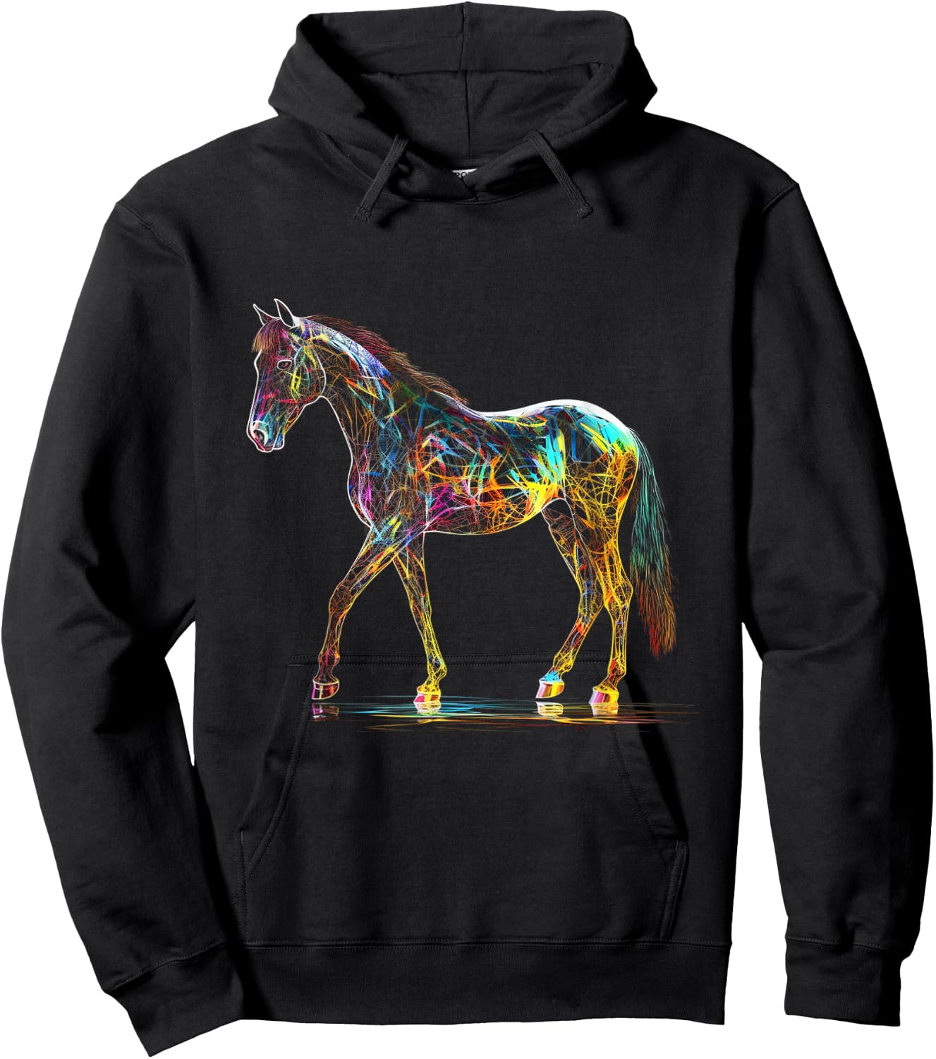 Horse Art Colourful Horse Motif Artwork Horse Hoodie - Hoodie | Black