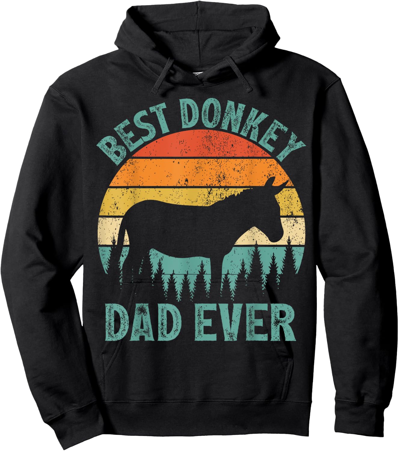 Funny Donkey Vintage Best Donkey Dad Ever Father's Day Hoodie - Hoodie | Black