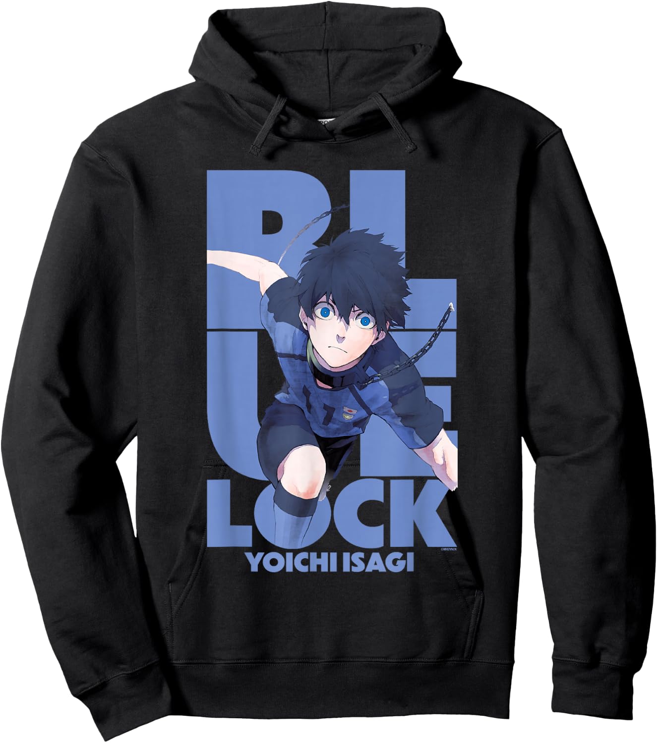 Blue Lock Yoichi Isagi Running Through Big Chest Portrait Hoodie - Hoodie | Black