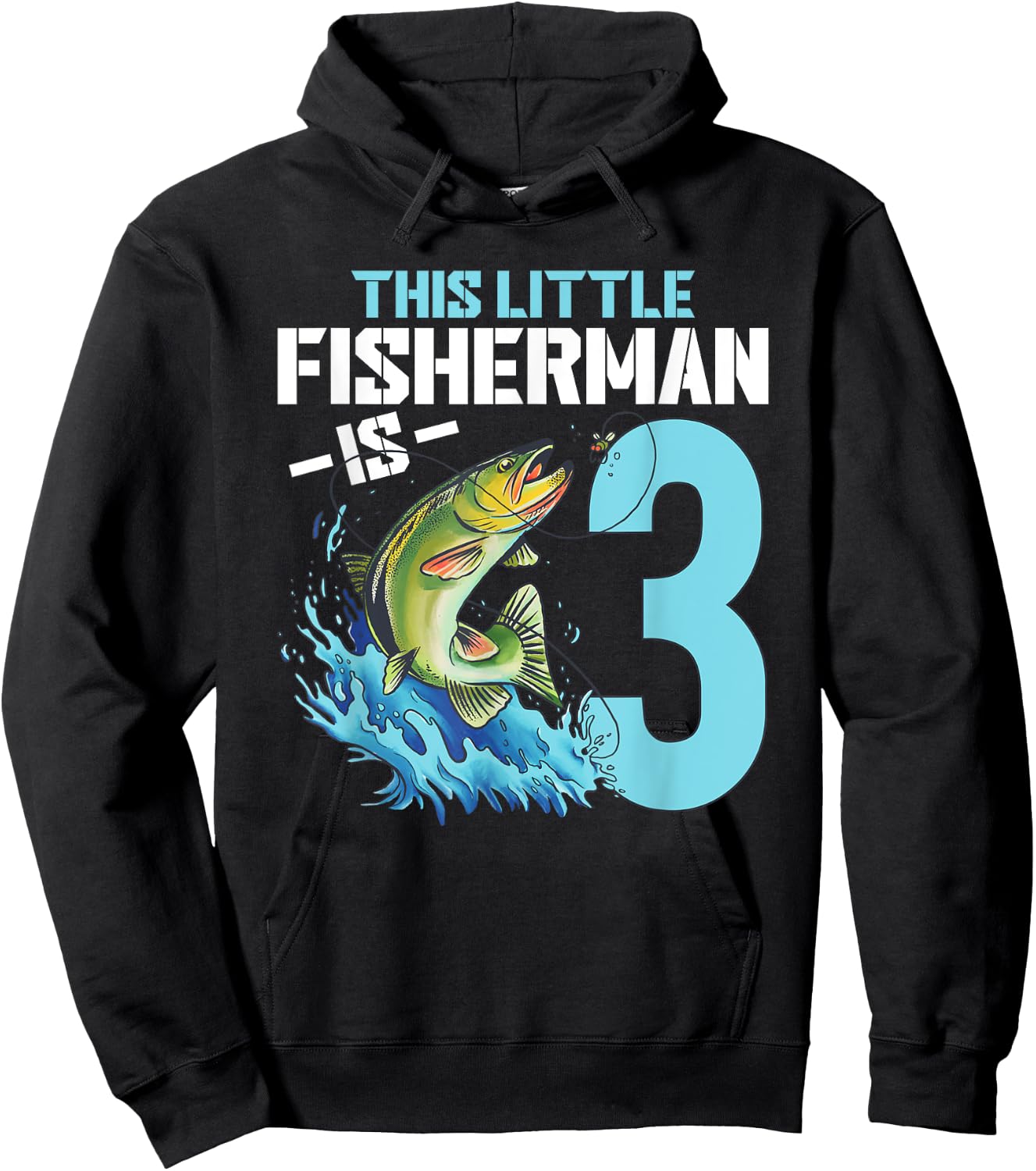 Boys Fishing Birthday Shirt 3 Year Old Boy Fisherman Kids Hoodie - Hoodie | Black