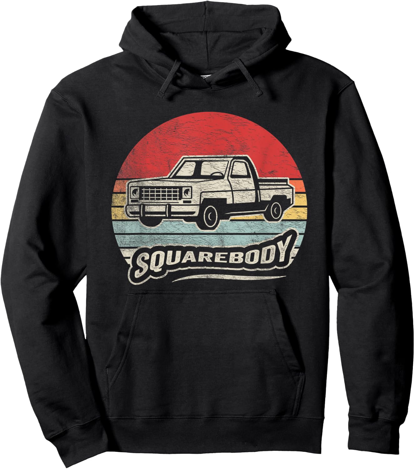 Pickup Truck Gift Retro Classic Square Body Truck Squarebody Hoodie - Hoodie | Black