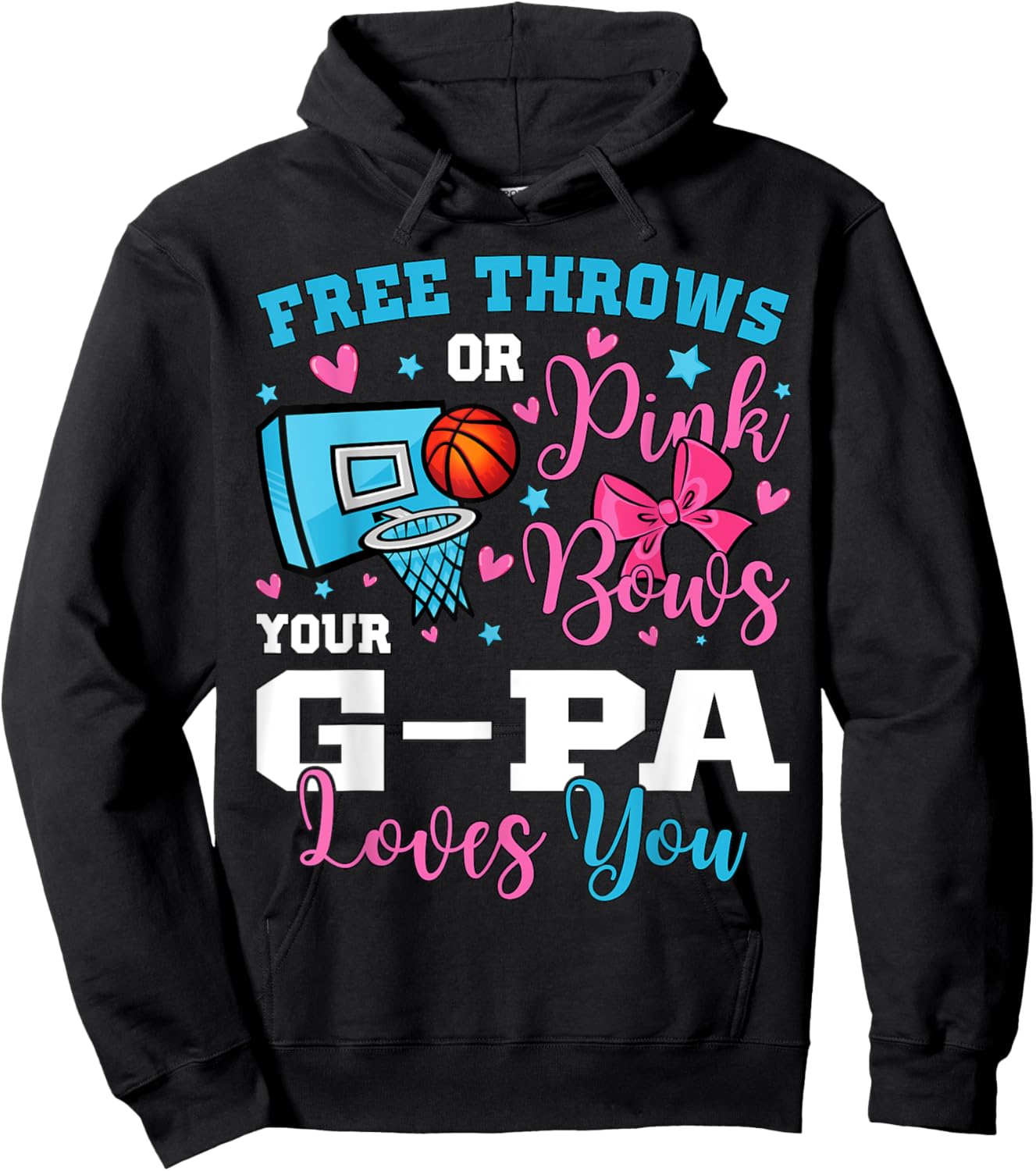 Free Throws or Pink Bows G-pa Loves You Gender Reveal Hoodie - Hoodie | Black